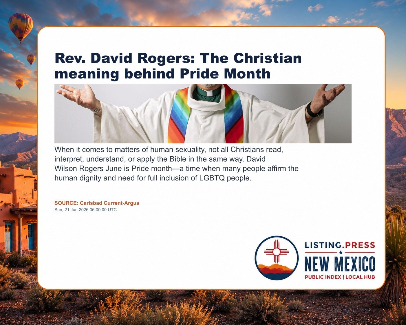 Rev. David Rogers: The Christian meaning behind Pride Month