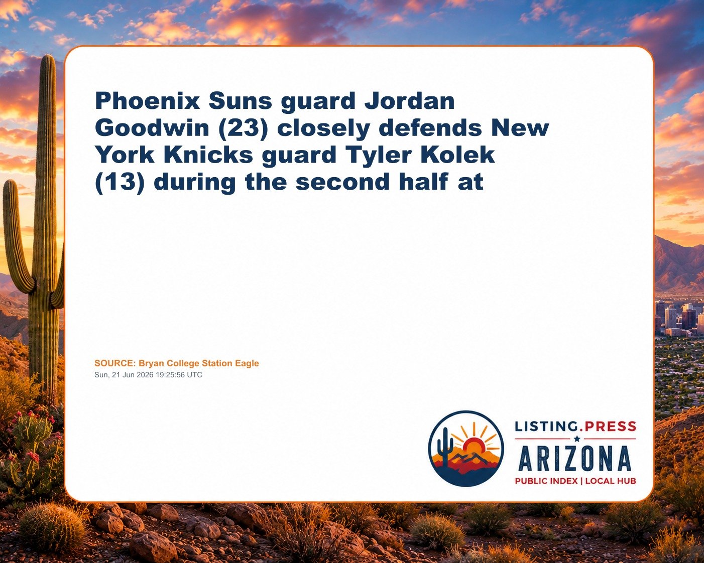 Phoenix Suns guard Jordan Goodwin (23) closely defends New York Knicks guard Tyler Kolek (13) during the second half at