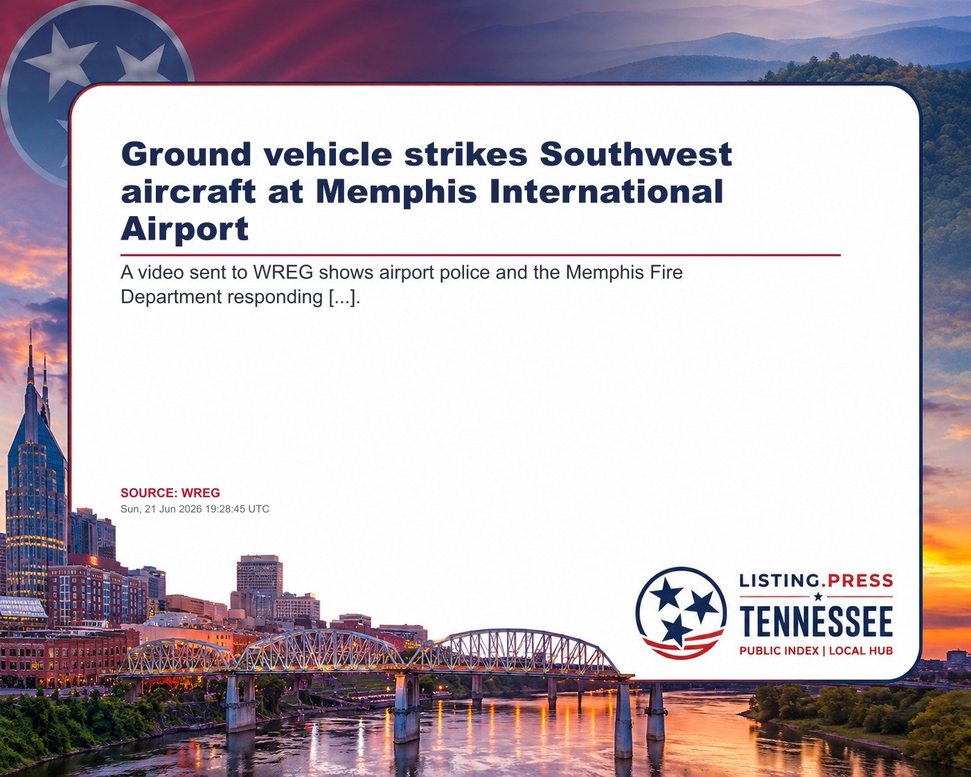 Ground vehicle strikes Southwest aircraft at Memphis International Airport