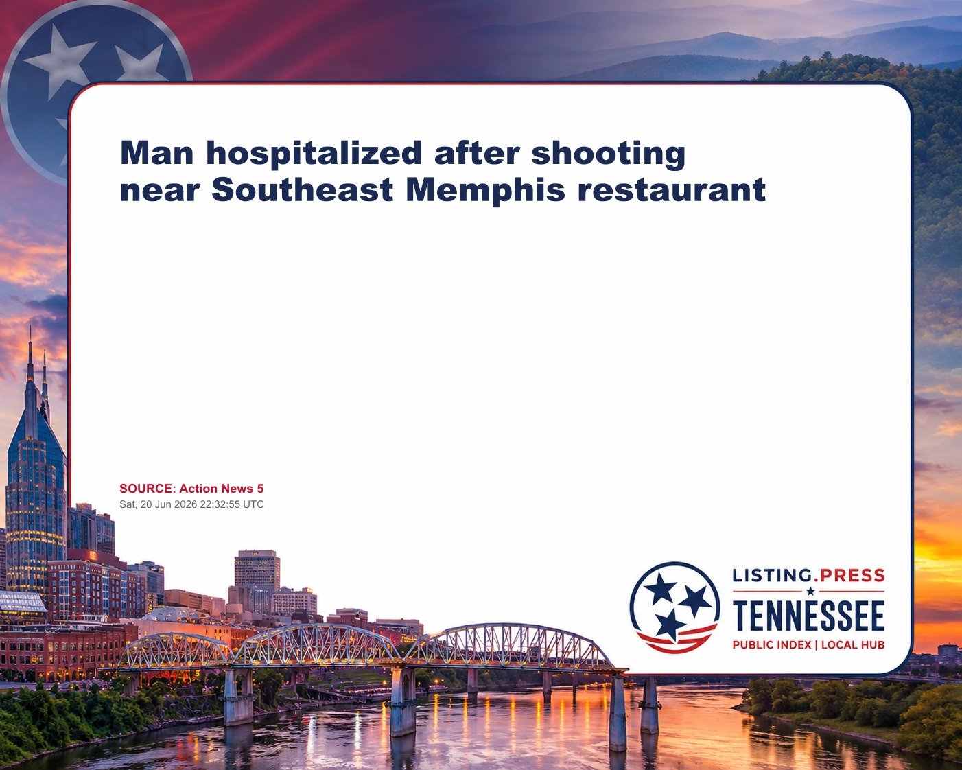 Man hospitalized after shooting near Southeast Memphis restaurant