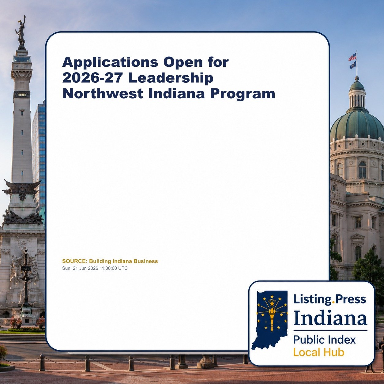 Applications Open for 2026-27 Leadership Northwest Indiana Program