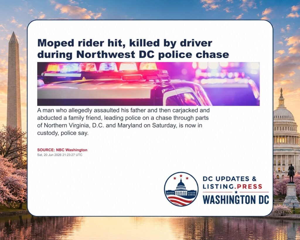 Moped rider hit, killed by driver during Northwest DC police chase