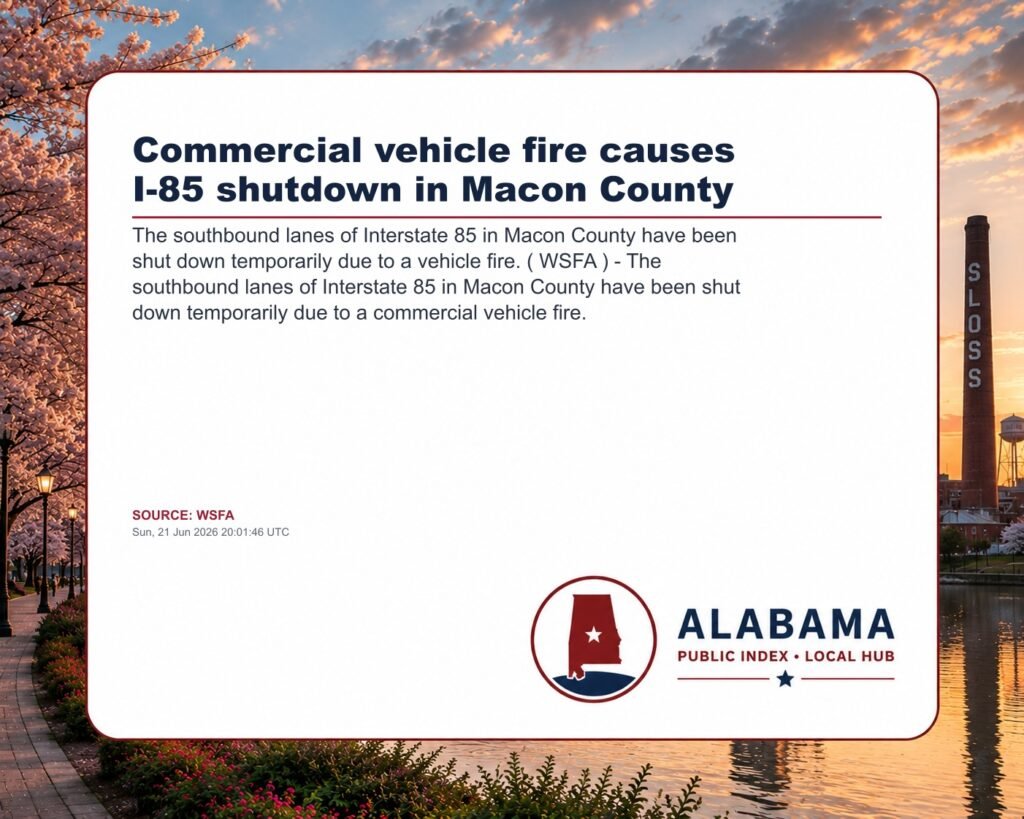 Commercial vehicle fire causes I-85 shutdown in Macon County