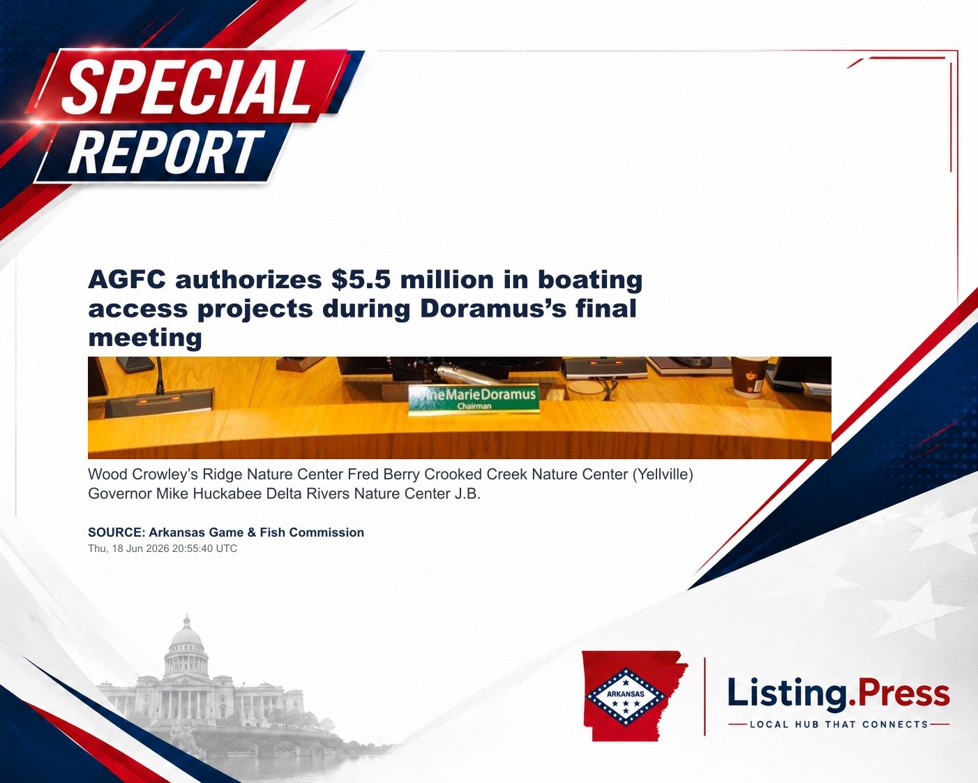 AGFC authorizes $5.5 million in boating access projects during Doramus’s final meeting