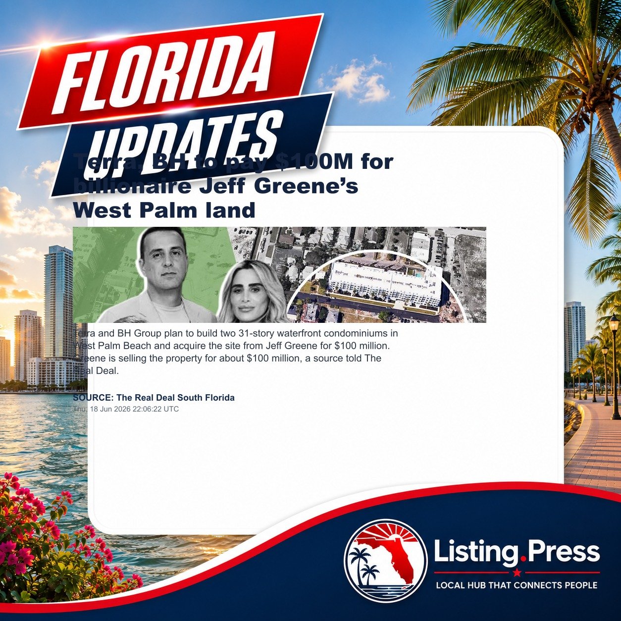 Terra, BH to pay $100M for billionaire Jeff Greene’s West Palm land
