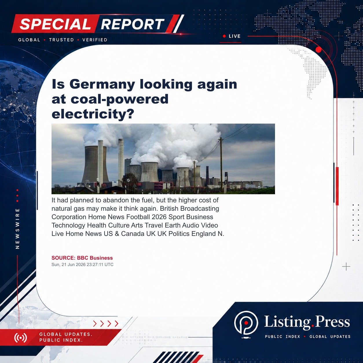 Is Germany looking again at coal-powered electricity?