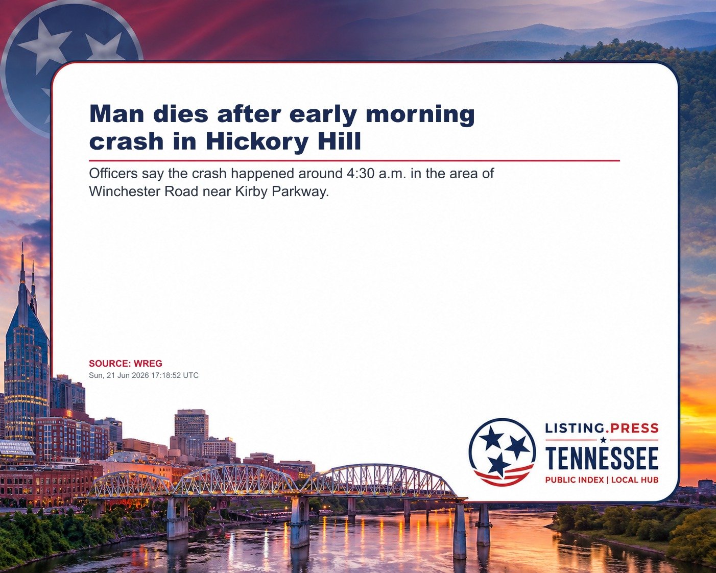Man dies after early morning crash in Hickory Hill