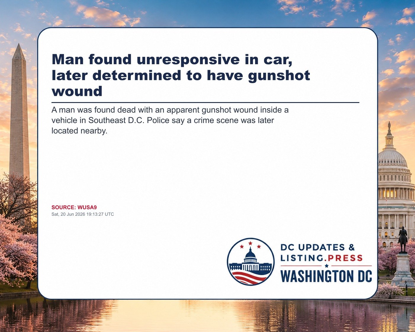 Man found unresponsive in car, later determined to have gunshot wound