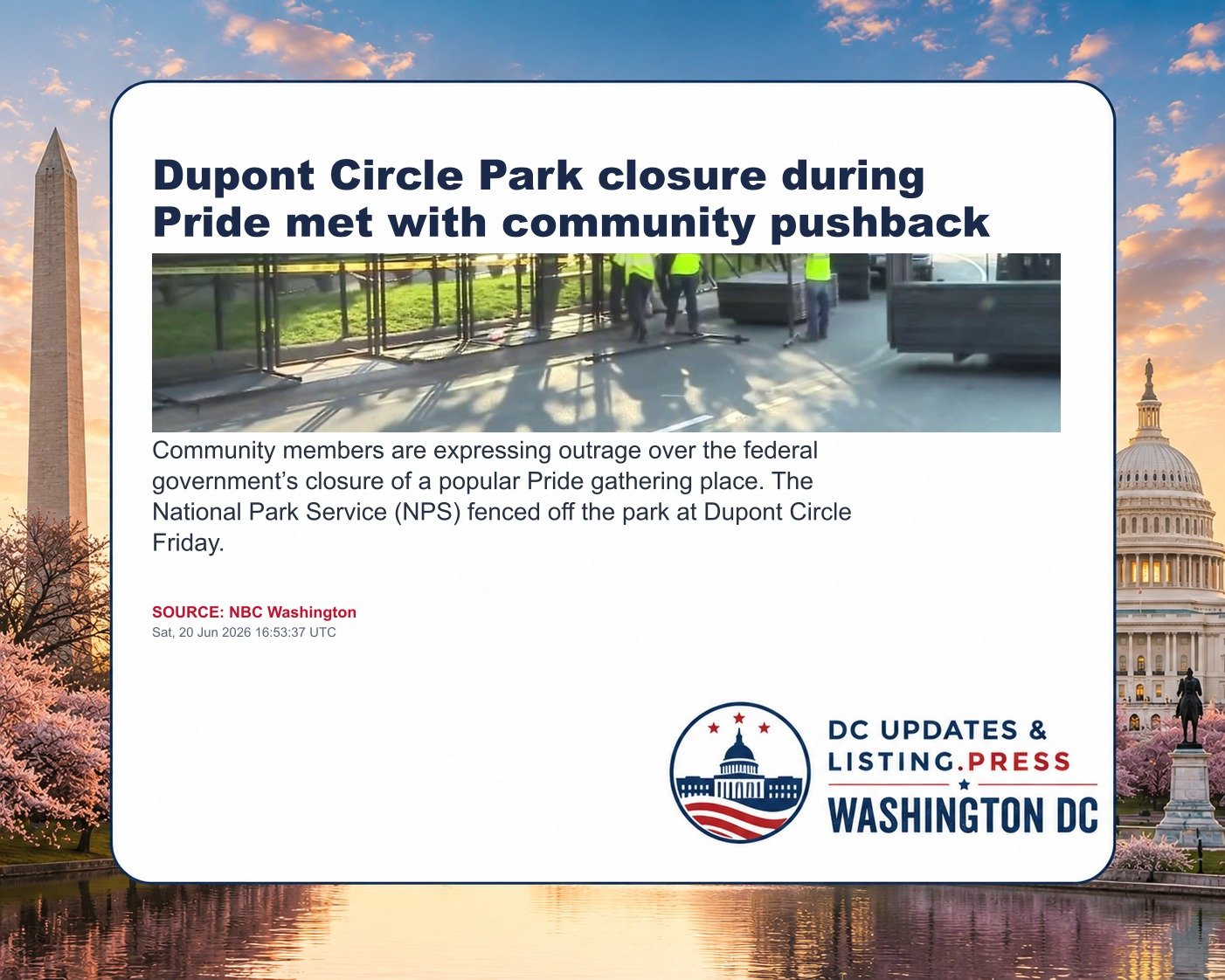 Dupont Circle Park closure during Pride met with community pushback