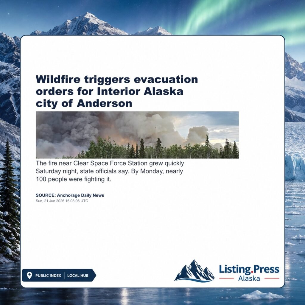 Wildfire triggers evacuation orders for Interior Alaska city of Anderson