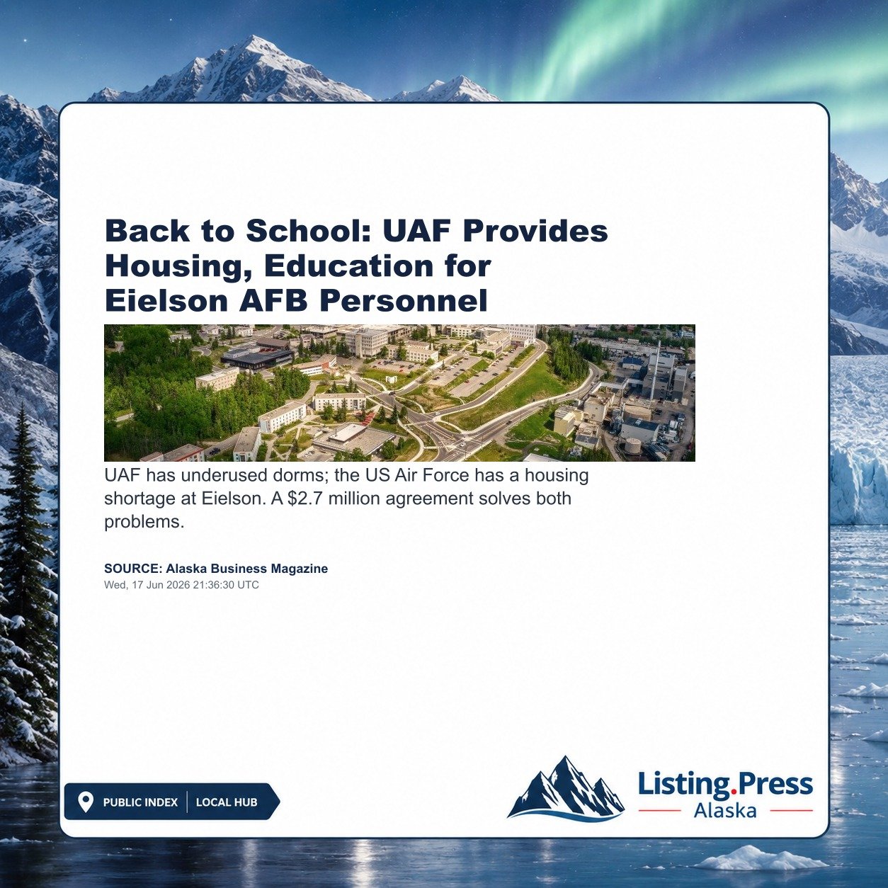 Back to School: UAF Provides Housing, Education for Eielson AFB Personnel
