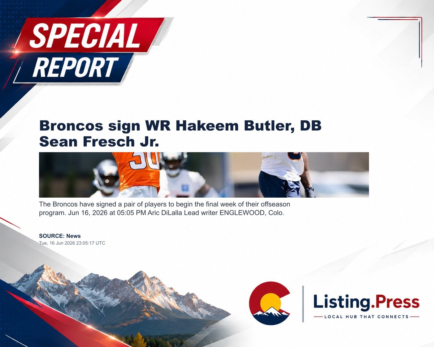 Broncos sign WR Hakeem Butler, DB Sean Fresch Jr.