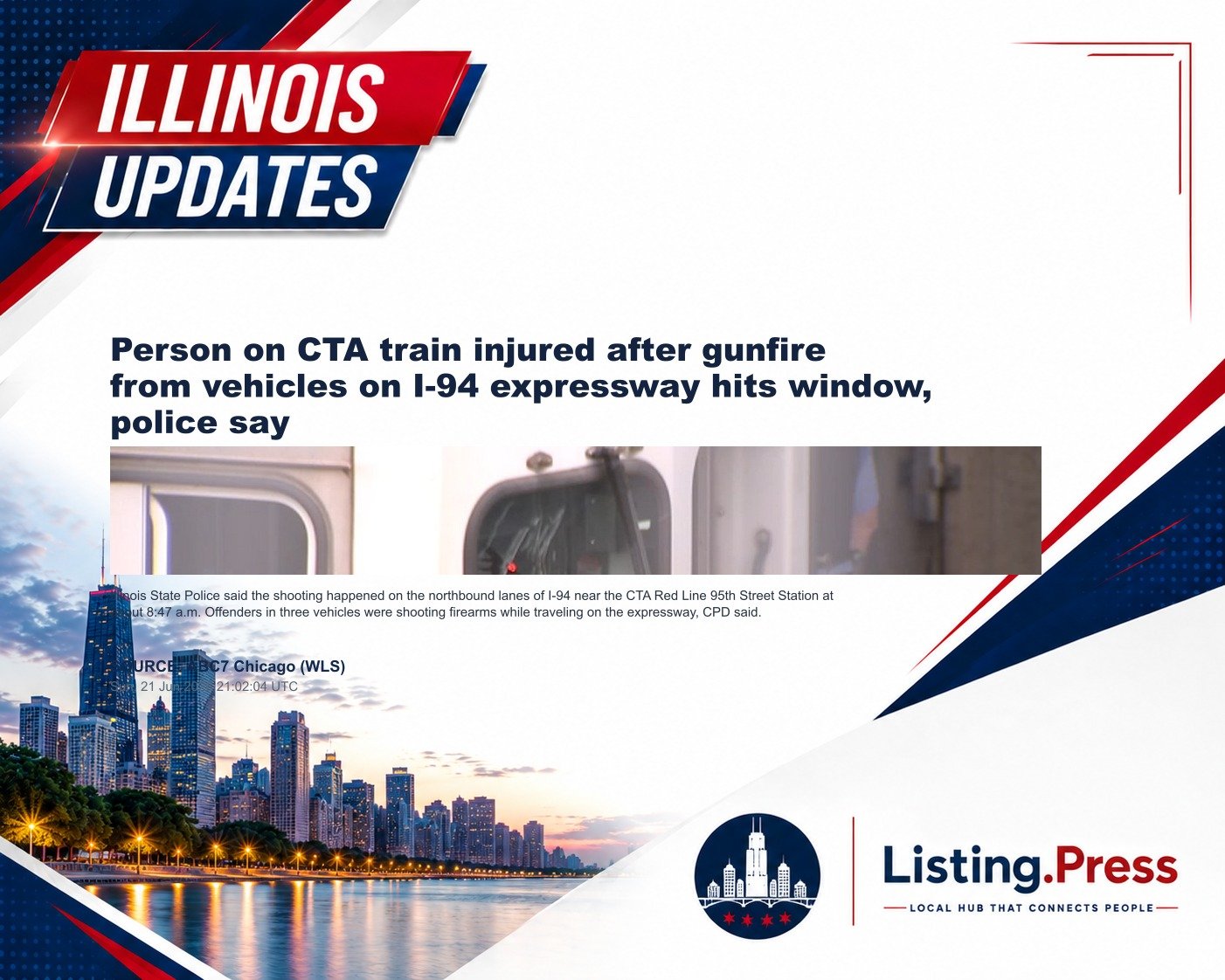 Person on CTA train injured after gunfire from vehicles on I-94 expressway hits window, police say