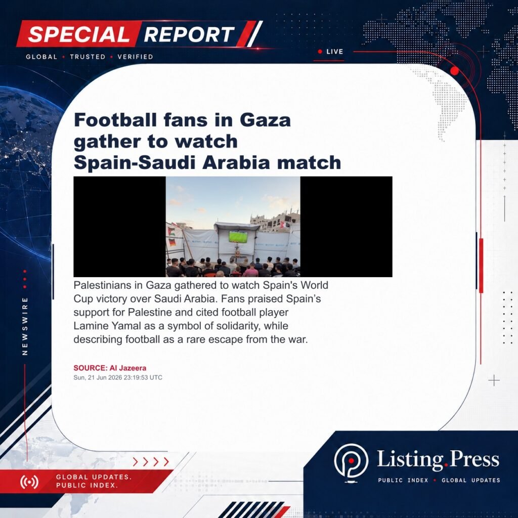 Football fans in Gaza gather to watch Spain-Saudi Arabia match