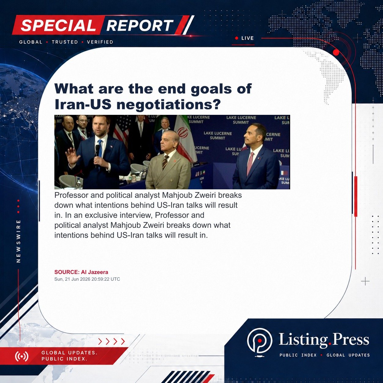 What are the end goals of Iran-US negotiations?