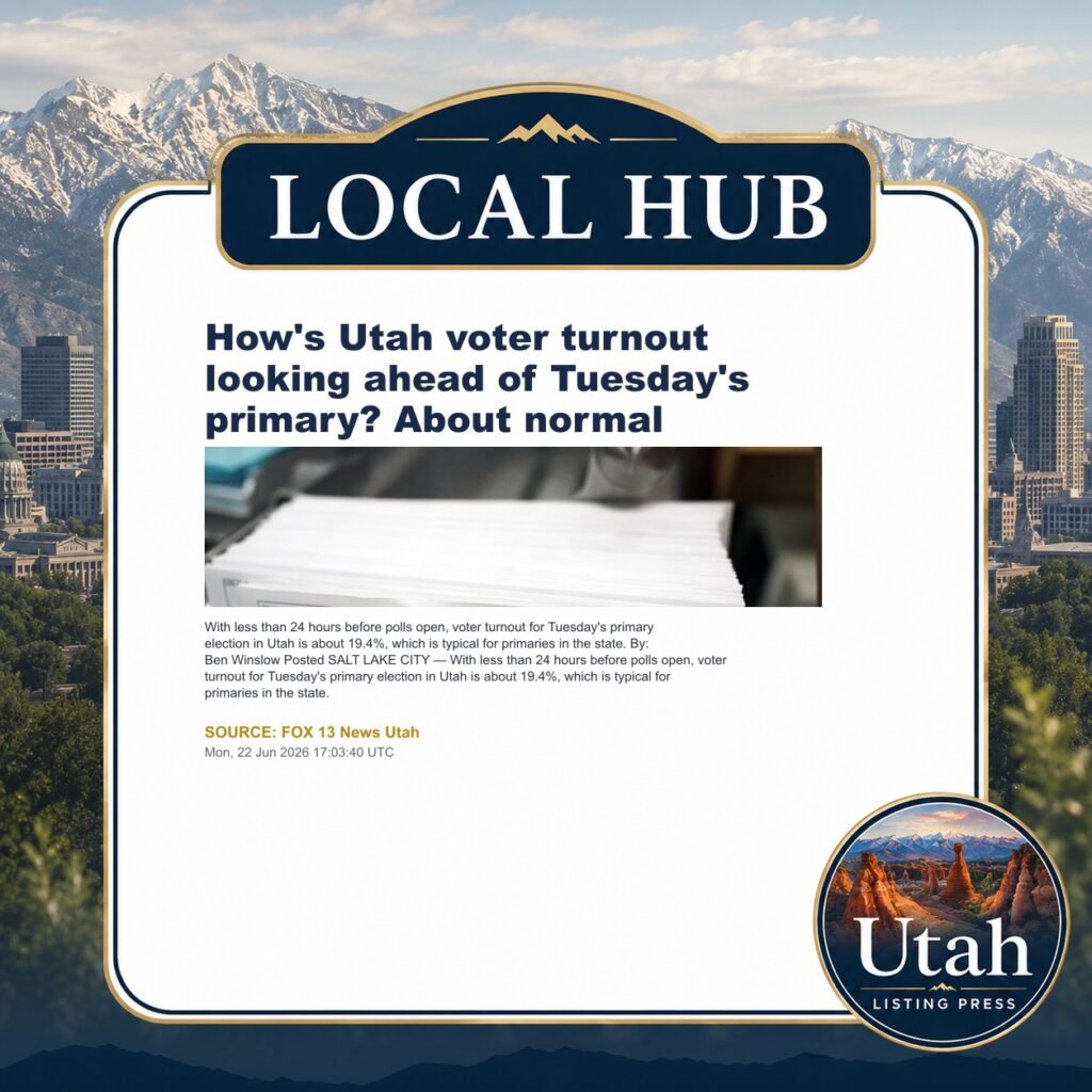 How’s Utah voter turnout looking ahead of Tuesday’s primary? About normal