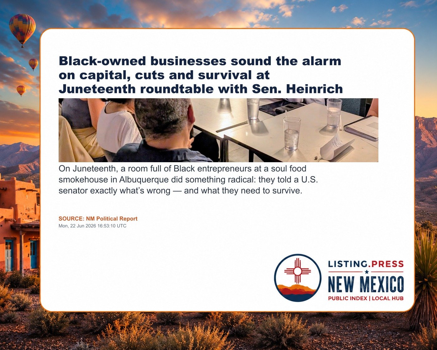 Black-owned businesses sound the alarm on capital, cuts and survival at Juneteenth roundtable with Sen. Heinrich