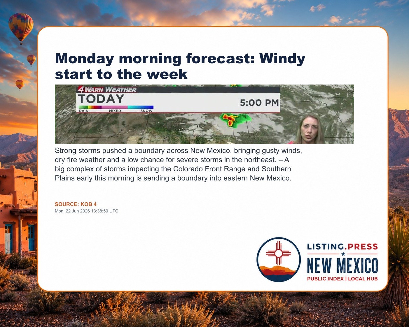 Monday morning forecast: Windy start to the week
