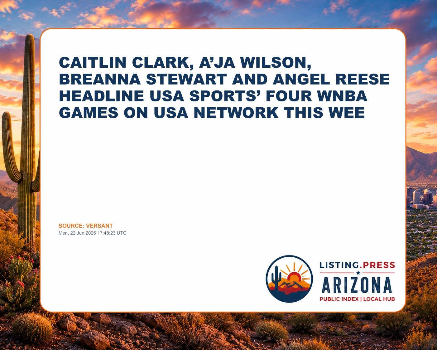 CAITLIN CLARK, A’JA WILSON, BREANNA STEWART AND ANGEL REESE HEADLINE USA SPORTS’ FOUR WNBA GAMES ON USA NETWORK THIS WEE