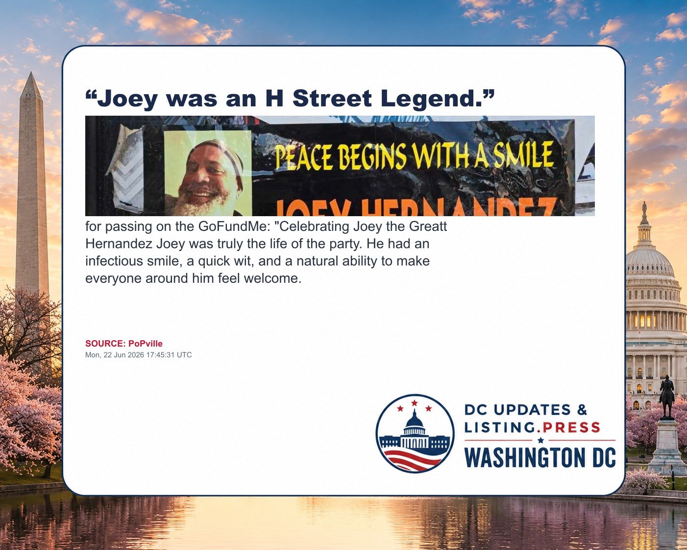 “Joey was an H Street Legend.”