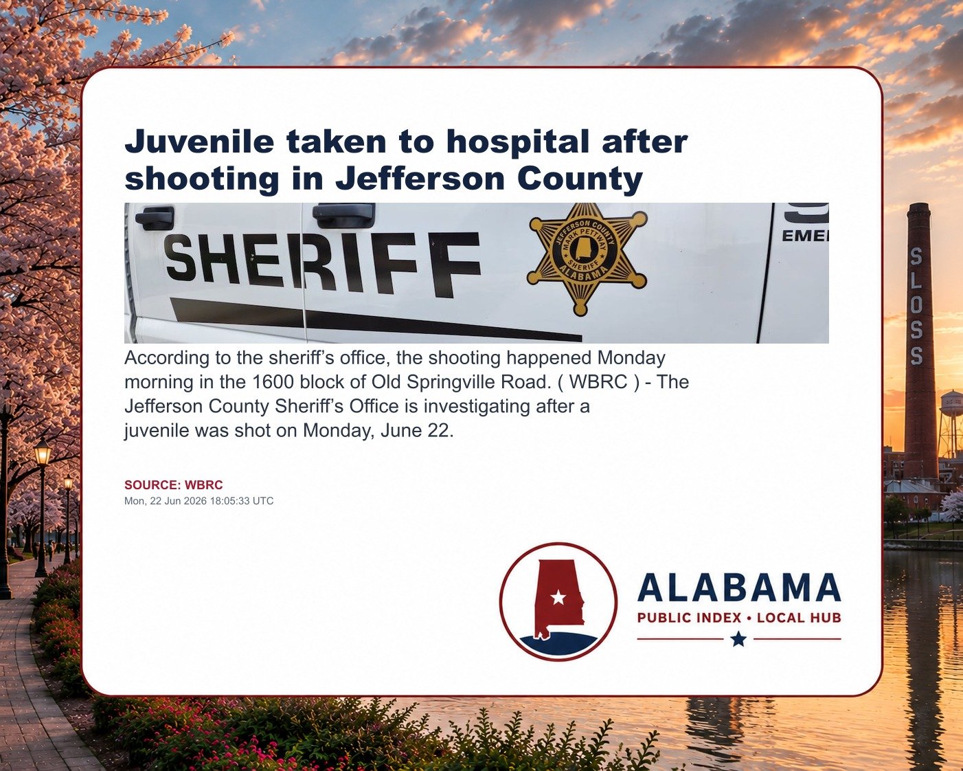 Juvenile taken to hospital after shooting in Jefferson County