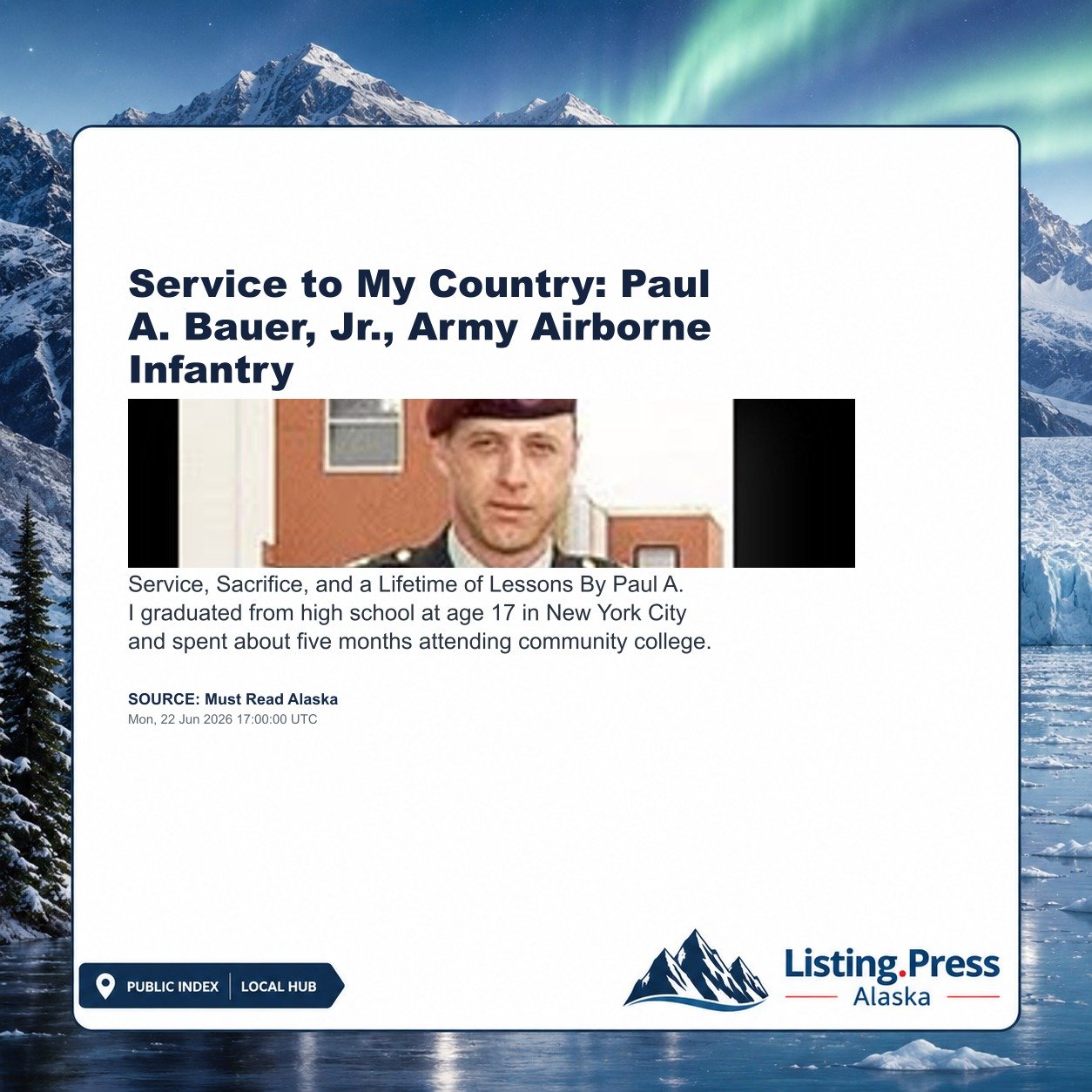 Service to My Country: Paul A. Bauer, Jr., Army Airborne Infantry