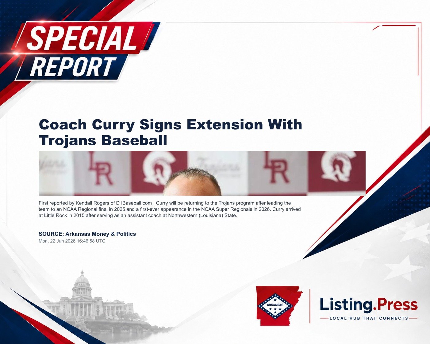 Coach Curry Signs Extension With Trojans Baseball