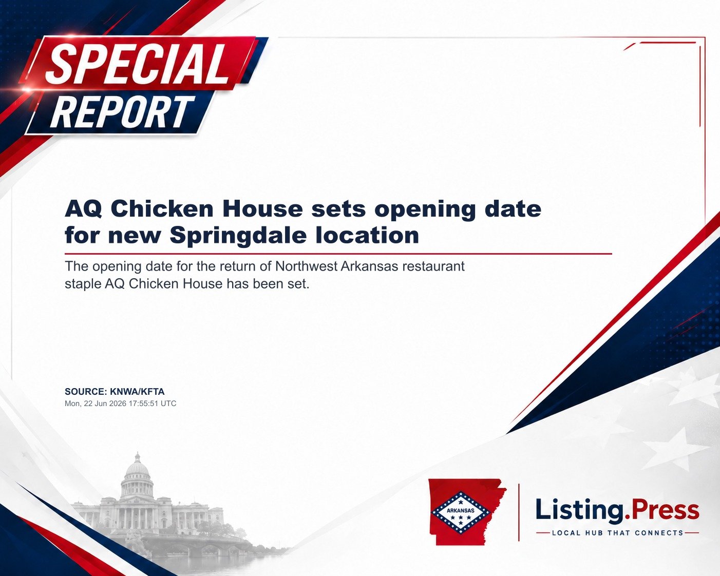 AQ Chicken House sets opening date for new Springdale location