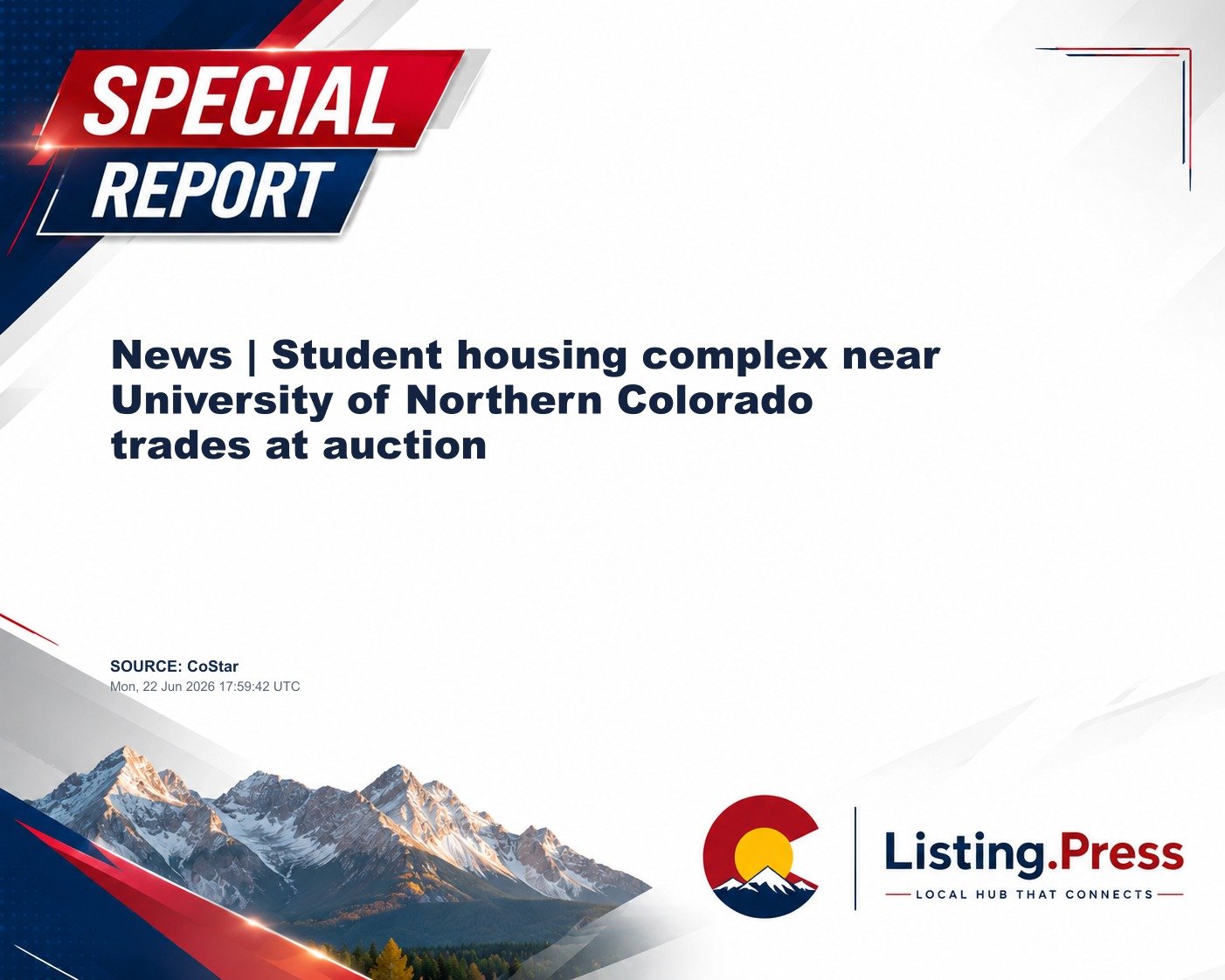 News | Student housing complex near University of Northern Colorado trades at auction