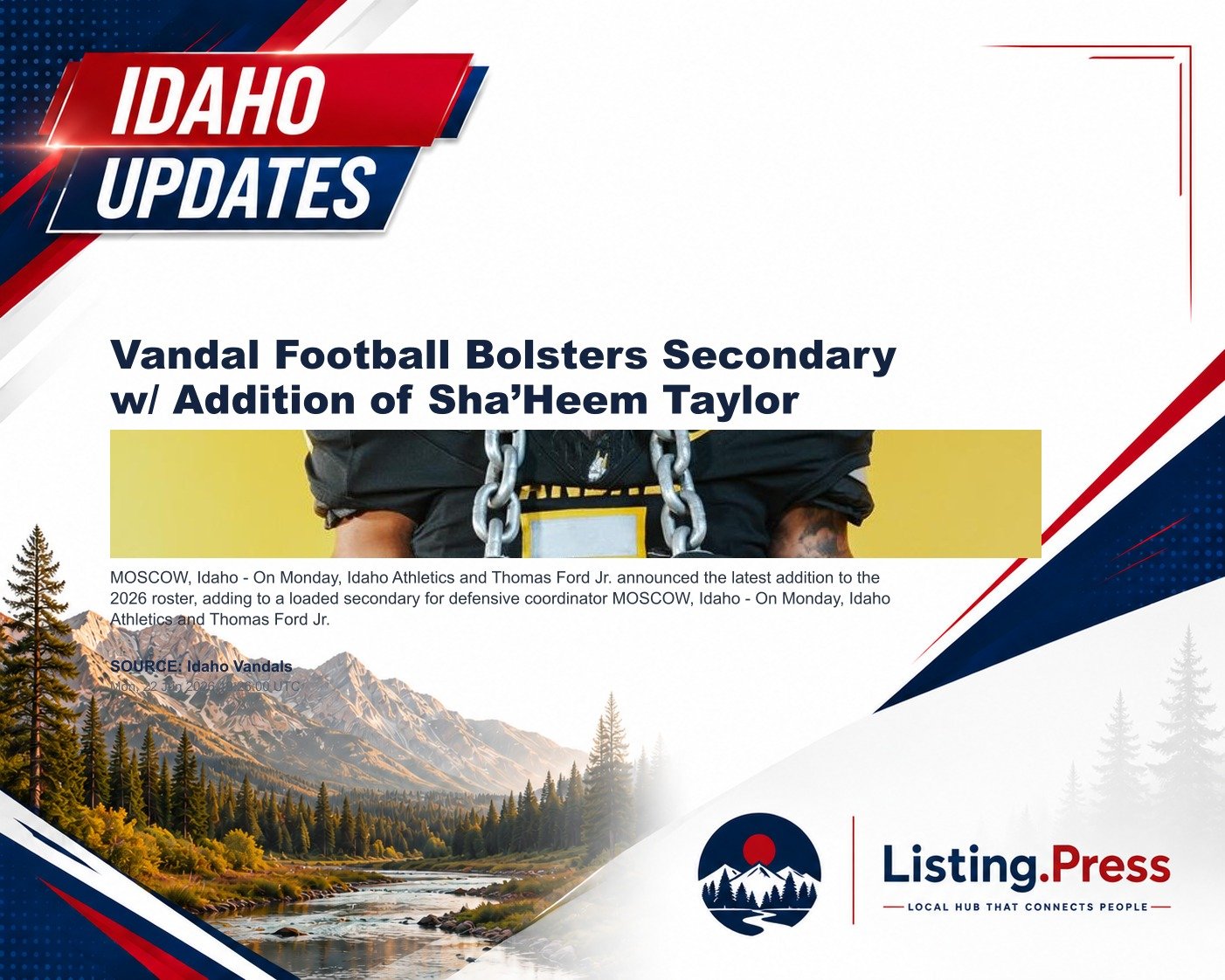 Vandal Football Bolsters Secondary w/ Addition of Sha’Heem Taylor