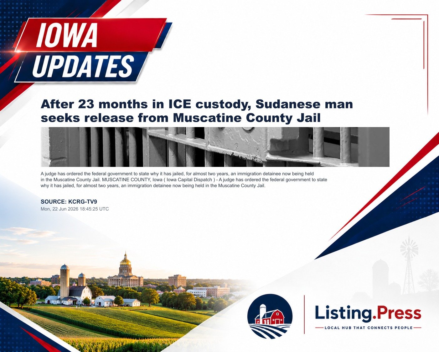 After 23 months in ICE custody, Sudanese man seeks release from Muscatine County Jail