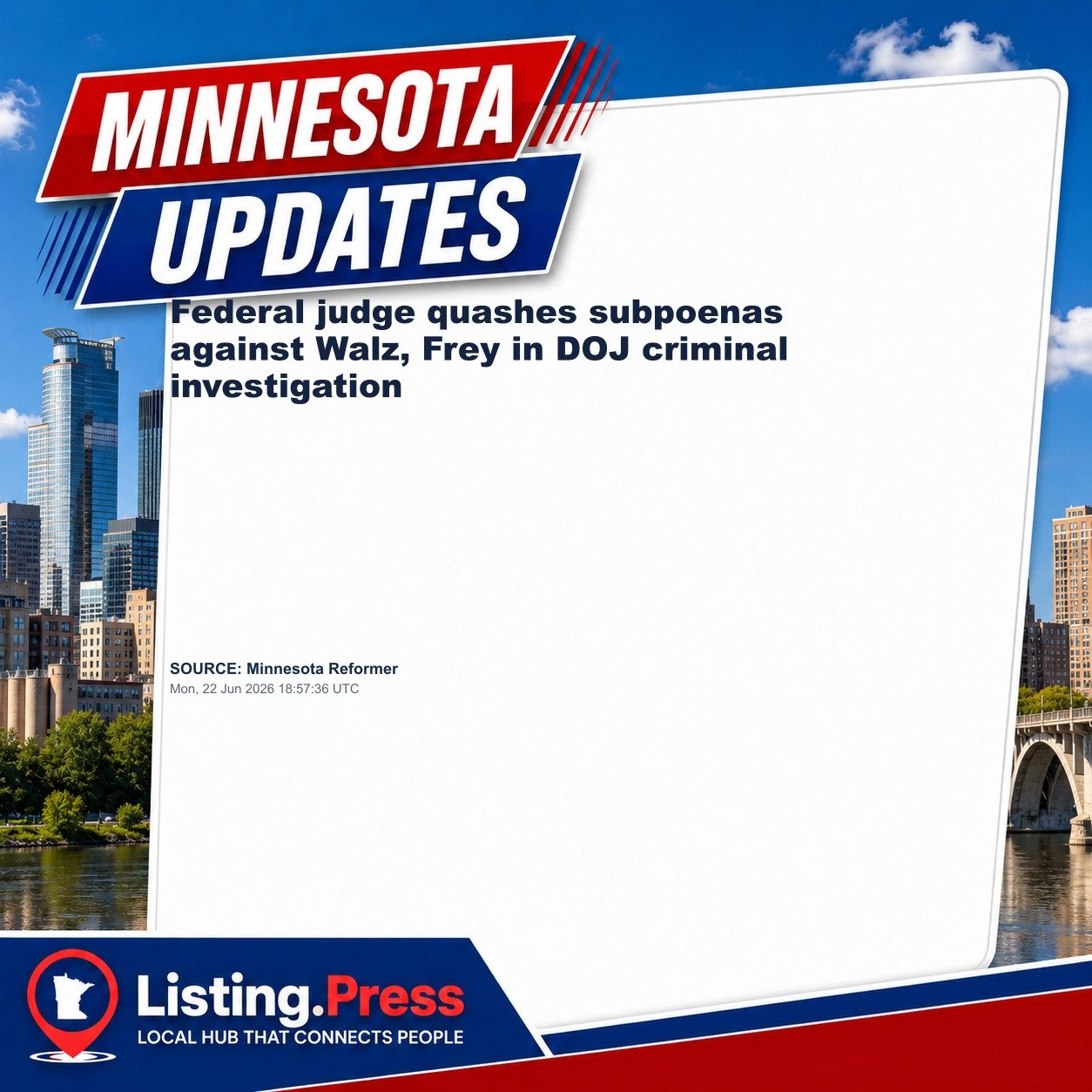 Federal judge quashes subpoenas against Walz, Frey in DOJ criminal investigation