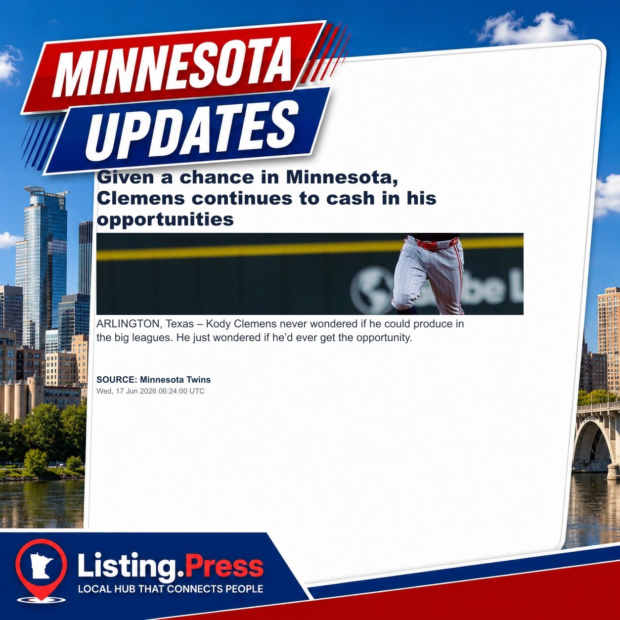 Given a chance in Minnesota, Clemens continues to cash in his opportunities