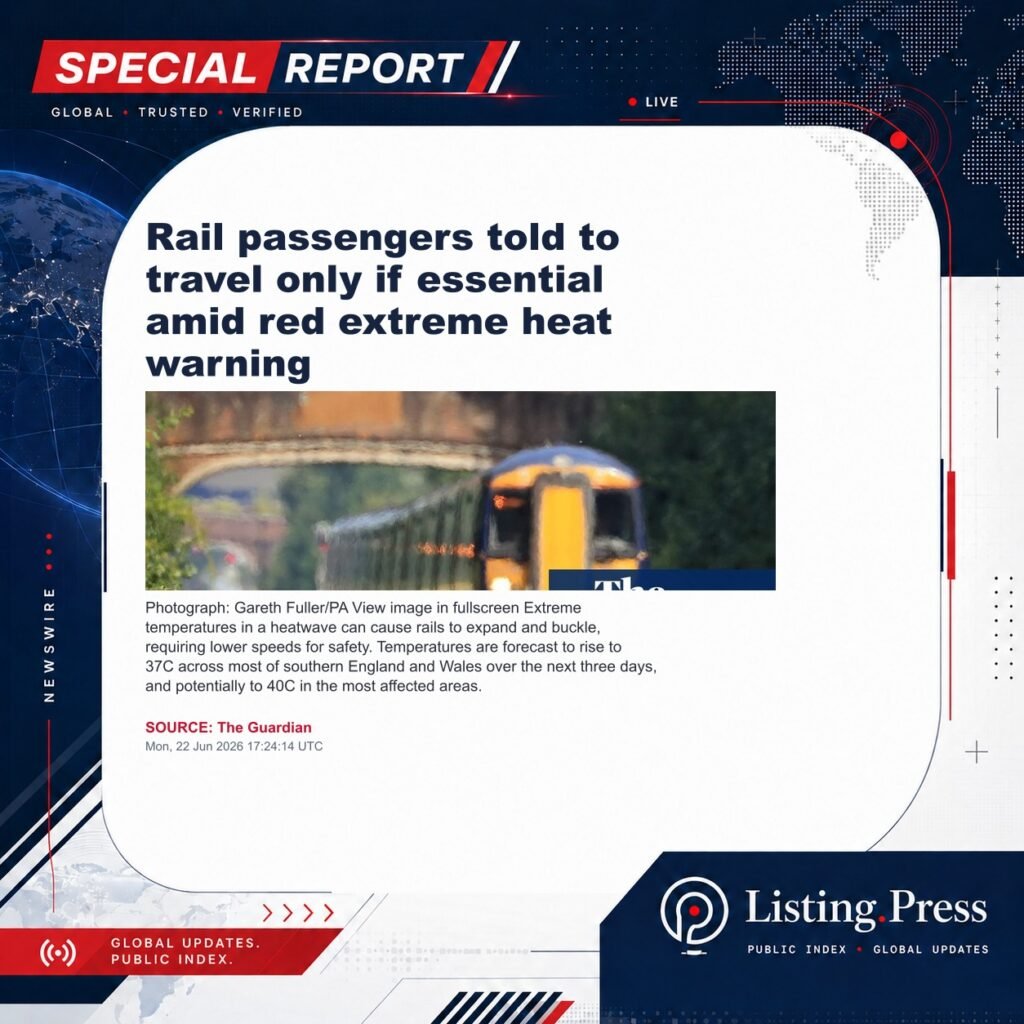 Rail passengers told to travel only if essential amid red extreme heat warning