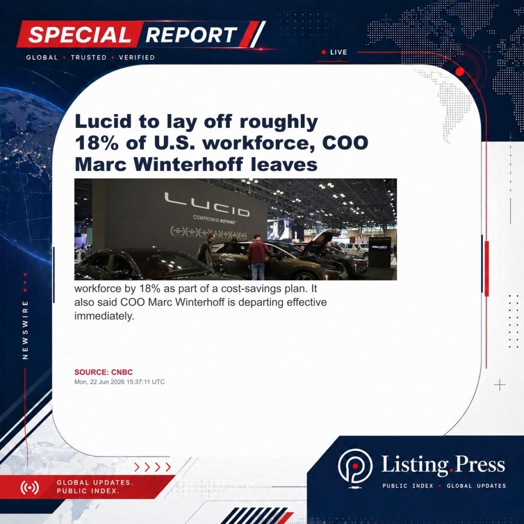 Lucid to lay off roughly 18% of U.S. workforce, COO Marc Winterhoff leaves