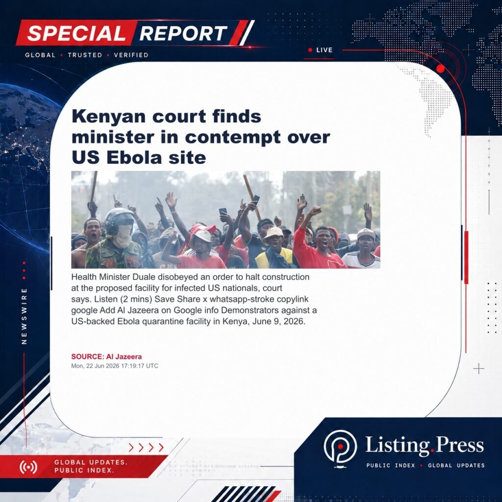 Kenyan court finds minister in contempt over US Ebola site