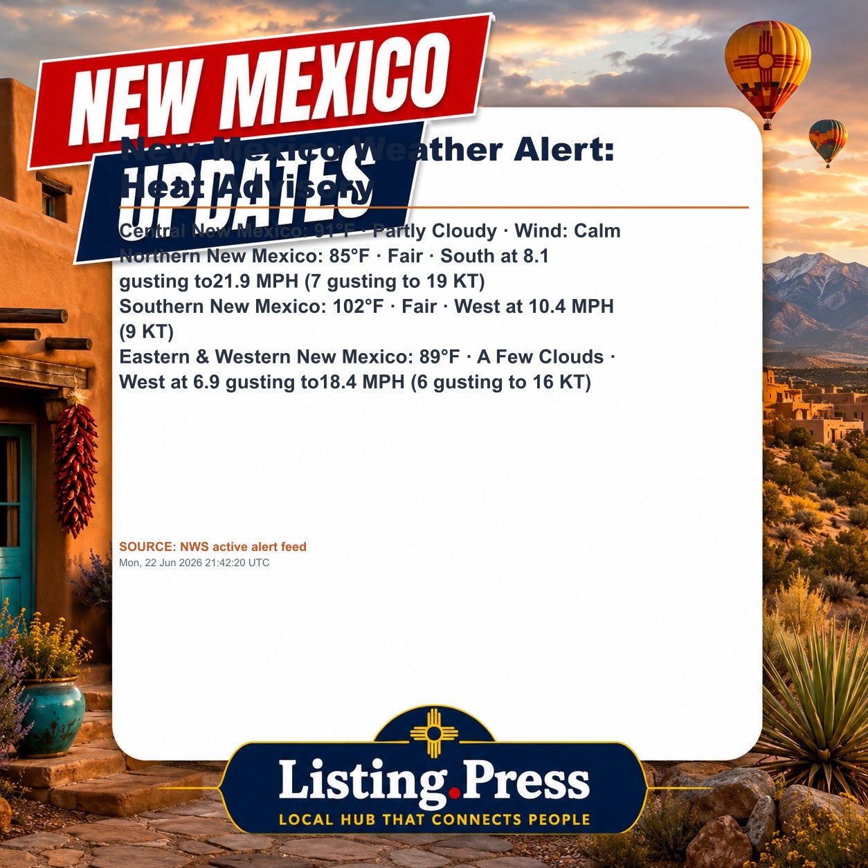 New Mexico Weather Alert: Heat Advisory