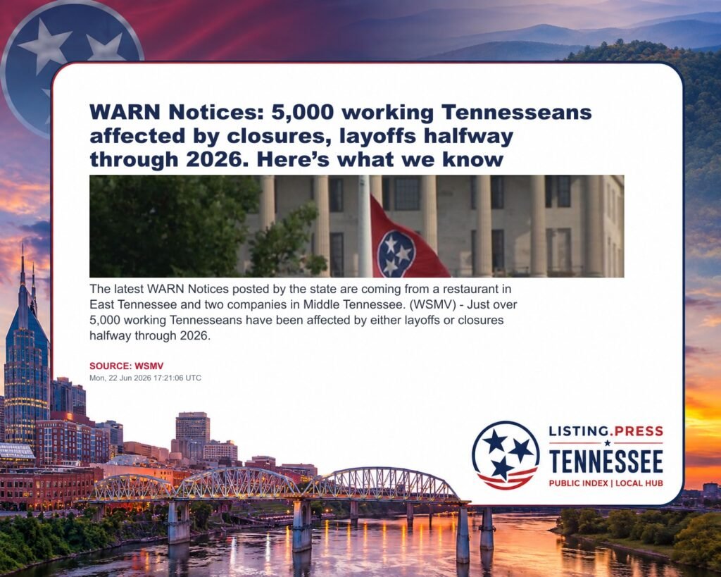 WARN Notices: 5,000 working Tennesseans affected by closures, layoffs halfway through 2026. Here’s what we know