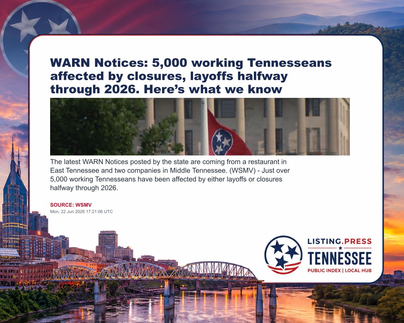 WARN Notices: 5,000 working Tennesseans affected by closures, layoffs halfway through 2026. Here’s what we know