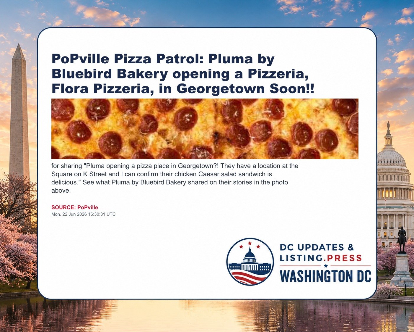 PoPville Pizza Patrol: Pluma by Bluebird Bakery opening a Pizzeria, Flora Pizzeria, in Georgetown Soon!!