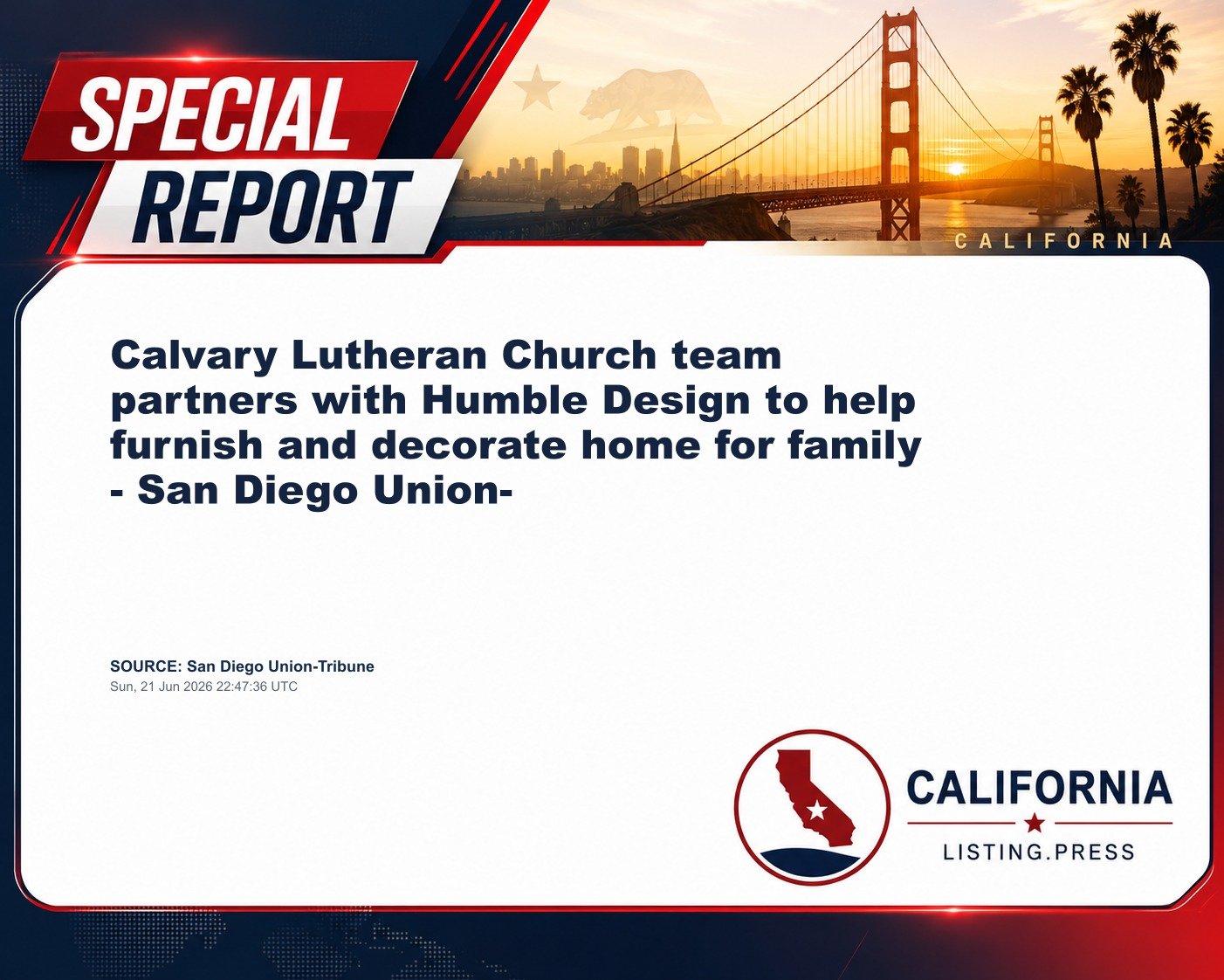Calvary Lutheran Church team partners with Humble Design to help furnish and decorate home for family - San Diego Union-