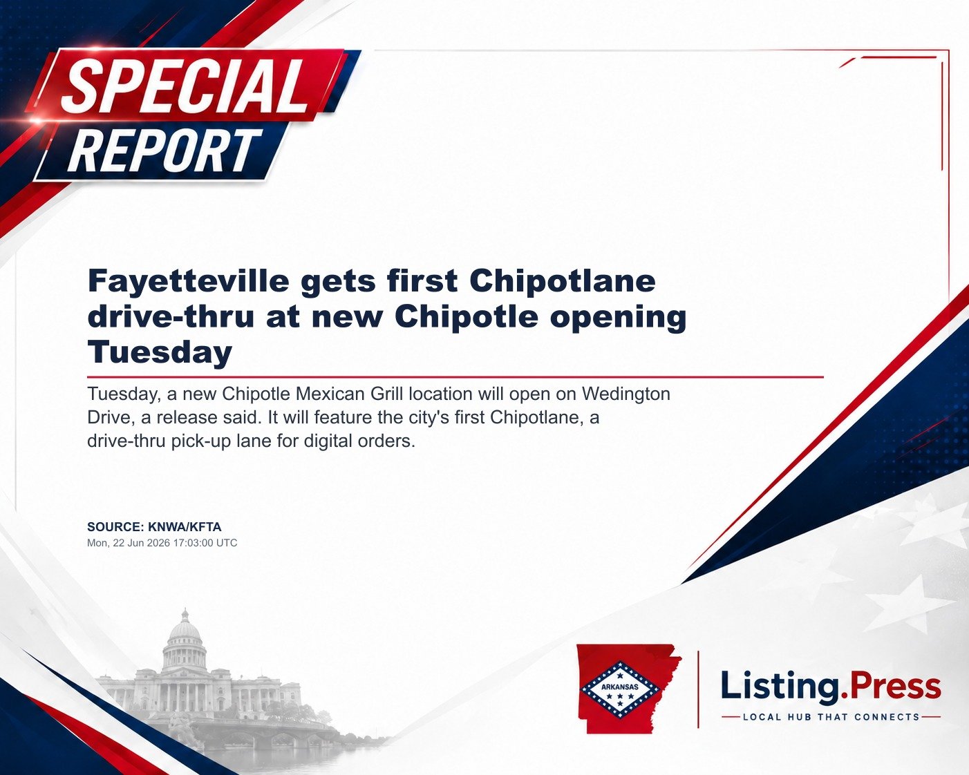 Fayetteville gets first Chipotlane drive-thru at new Chipotle opening Tuesday