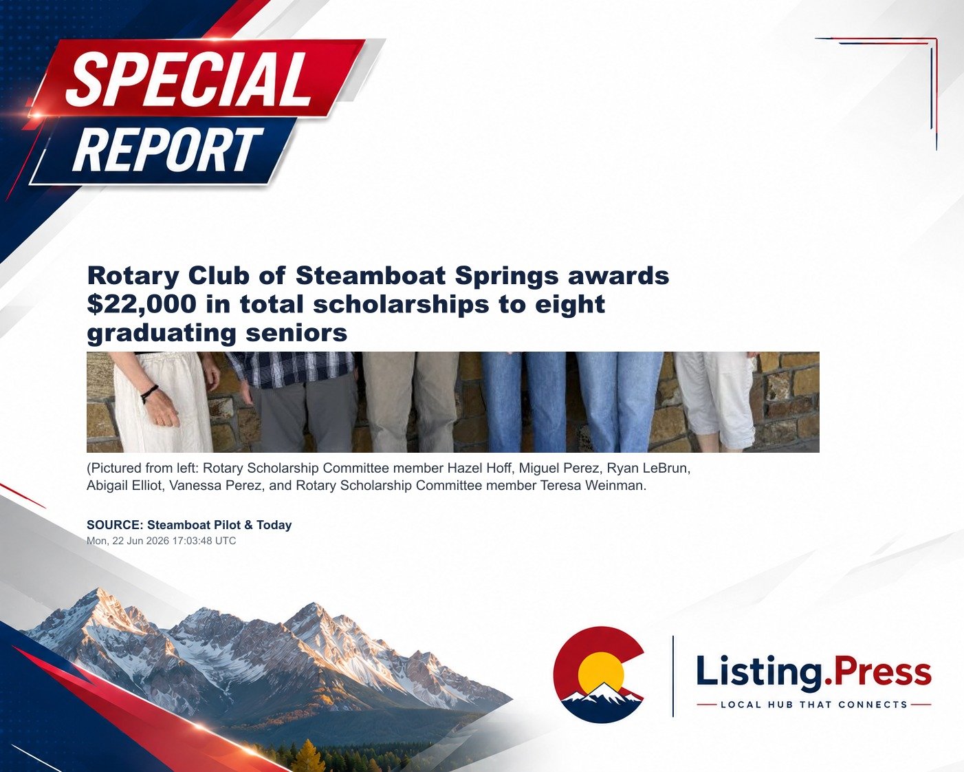 Rotary Club of Steamboat Springs awards $22,000 in total scholarships to eight graduating seniors