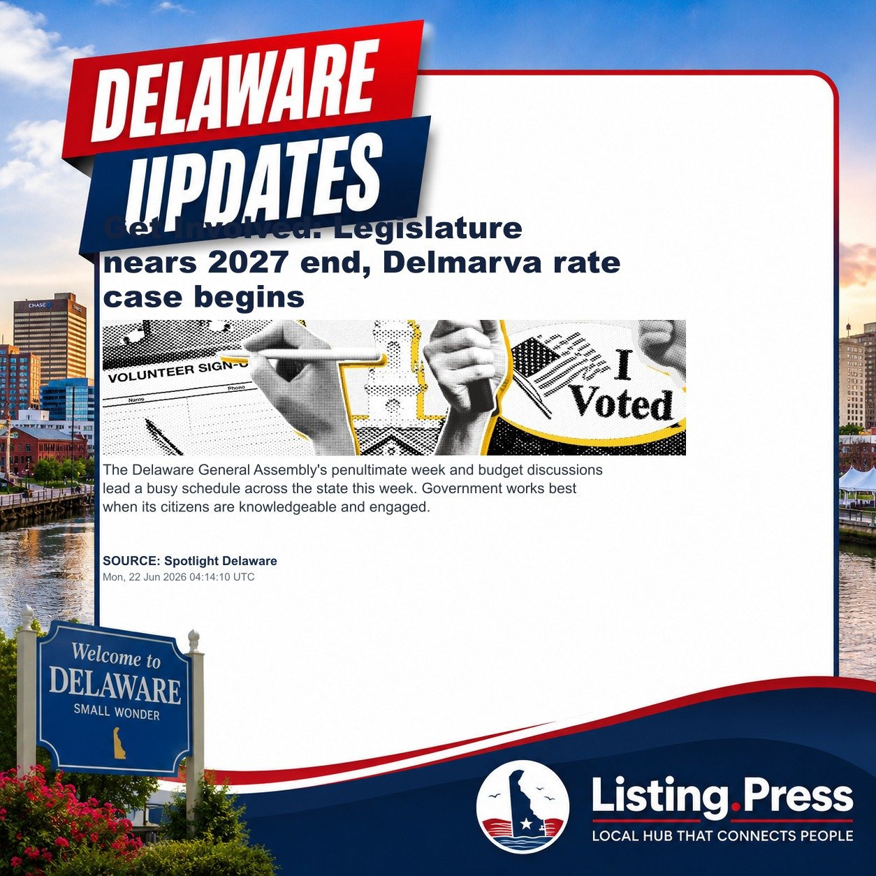 Get Involved: Legislature nears 2027 end, Delmarva rate case begins