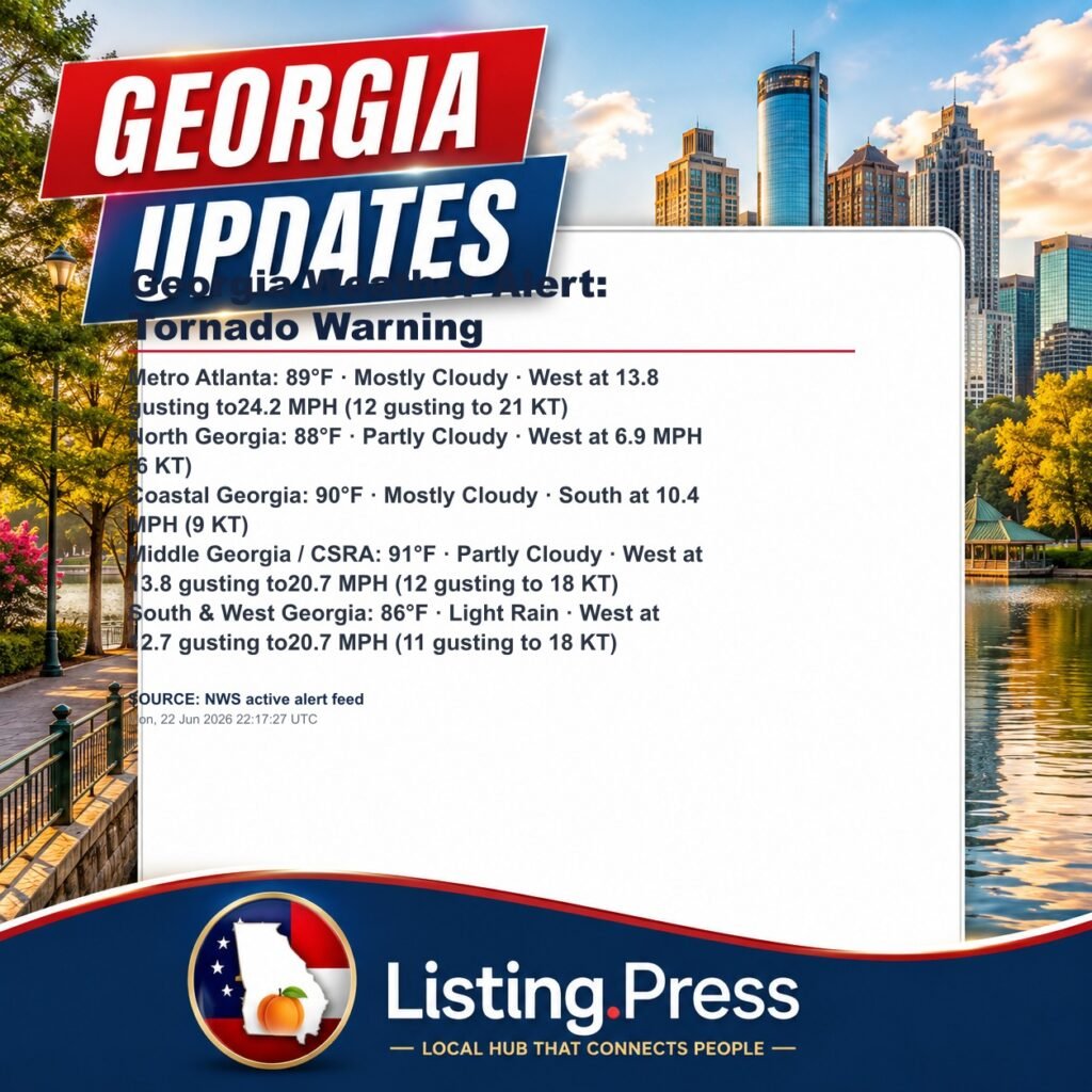 Georgia Weather Alert: Tornado Warning