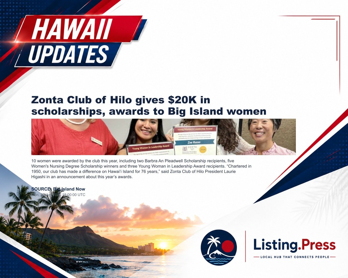 Zonta Club of Hilo gives $20K in scholarships, awards to Big Island women