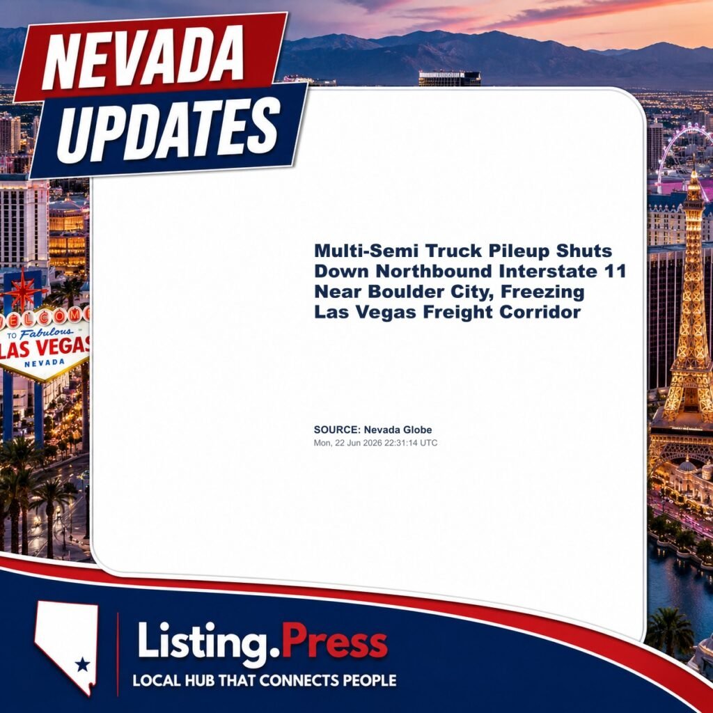 Multi-Semi Truck Pileup Shuts Down Northbound Interstate 11 Near Boulder City, Freezing Las Vegas Freight Corridor