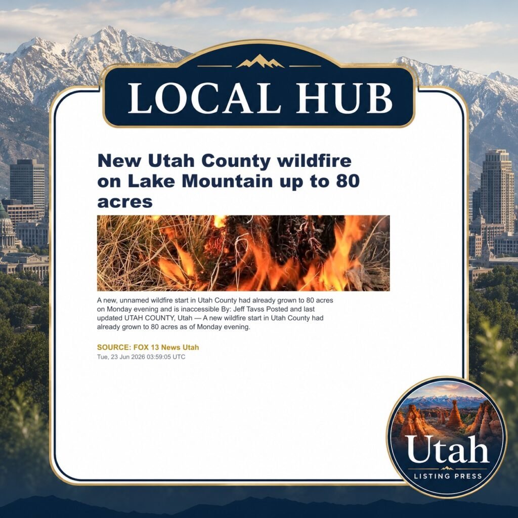 New Utah County wildfire on Lake Mountain up to 80 acres