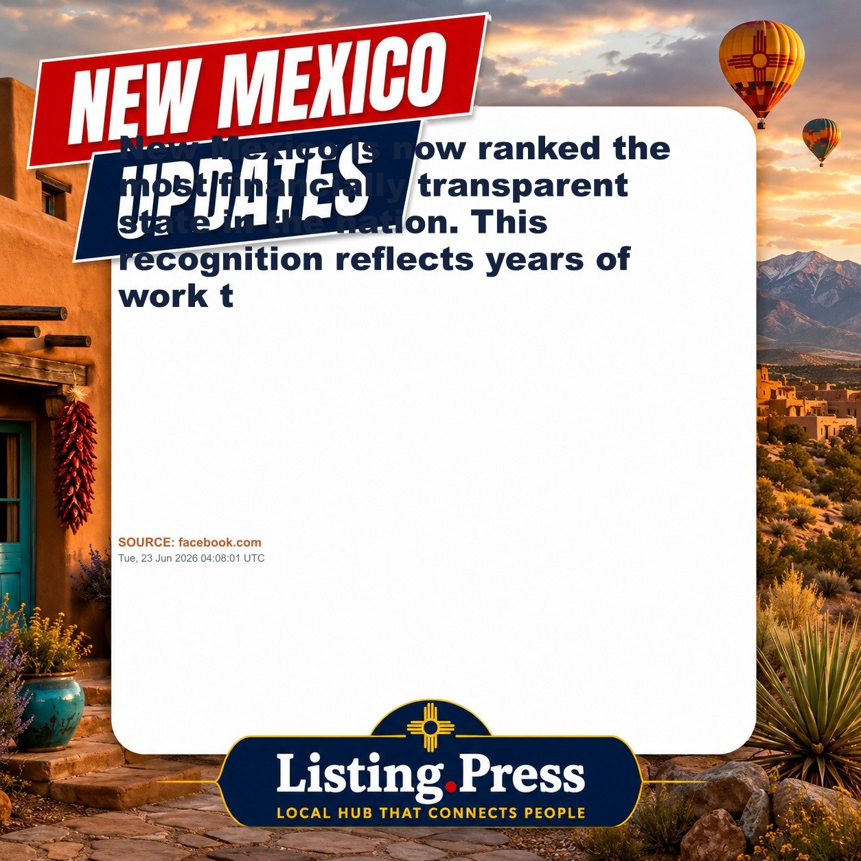 New Mexico is now ranked the most financially transparent state in the nation. This recognition reflects years of work t