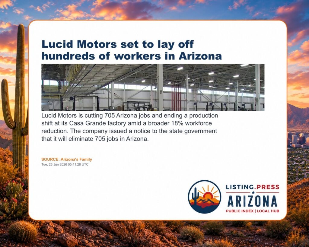 Lucid Motors set to lay off hundreds of workers in Arizona